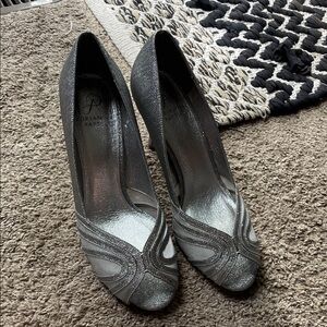 Adrianna Papell Metallic Silver Heels